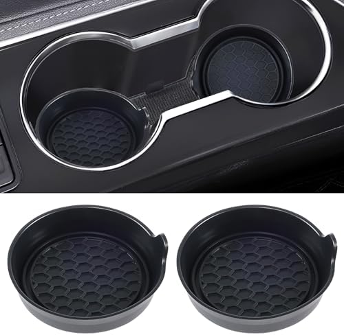 Amooca Car Cup Coaster Universal Automotive Waterproof Non-Slip Cup Holders Sift-Proof Spill Holder Car Interior Accessories 2 Pack Black