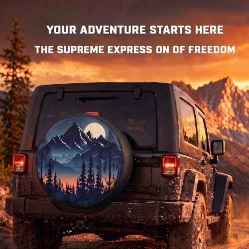 Image of Camper Spare Tire Cover for Rv Trailer Spare Tire Cover Waterproof Dustproof Trailer Tire Covers for SUV Truck Travel (Forest, 15in Suita)