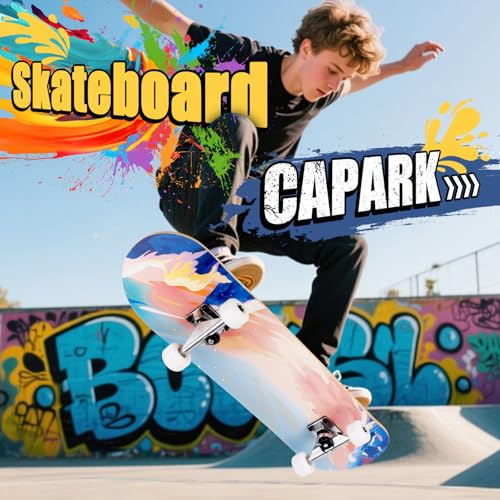 Image of Skateboards for Beginners Adults Youths Teens Kids Girls Boys 31 Inch Pro Complete Skate Boards 7 Layer Canadian Maple Double Kick Concave Longboards