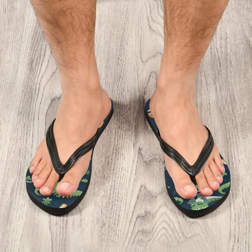 Womens Flip Flops Cute Dinosaur GreenNon-Slip Casual Beach Slippers Rubber Sandals214B26524