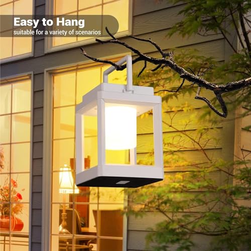 Image of DAKAFUL Outdoor Table Lamp, Led Lamps for Nightstand, Solar Lanterns Outdoor Hanging for Patio Waterproof, Cordless Battery Operated Lamp, Rechargeable Solar Lantern for Reading, Decor, Camping