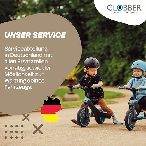 GLOBBER Explorer Trike 4in1 Pro in Sand - Dreirad, Laufrad und Kinderwagen in 10/8,5 Zoll - TPR-Sitz - h&ouml;henverstellbares Kinderfahrzeug