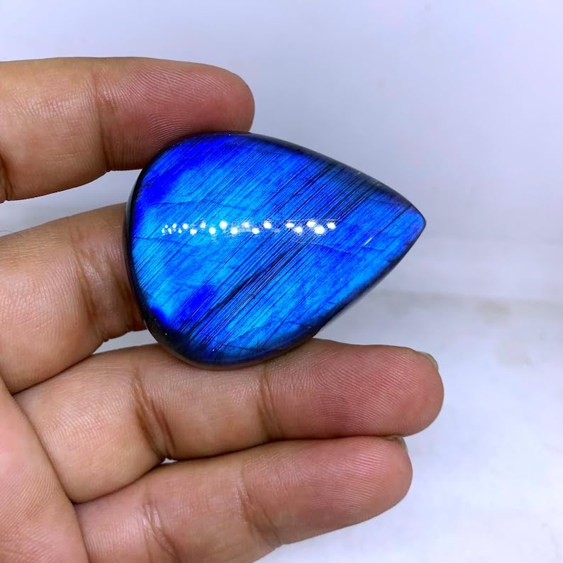 Cabochon en labradorite véritable de 46 mm aux reflets intenses pour pendentif - 4