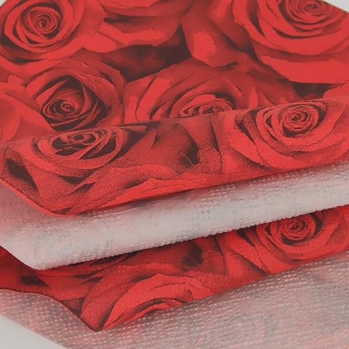 Jagrove CN044 Valentine'S Day Paper Napkins 100 Pack 2 Ply Red Rose Printed Beverage Luncheon Dinner Paper Napkins Disposable Napkins thumb #2