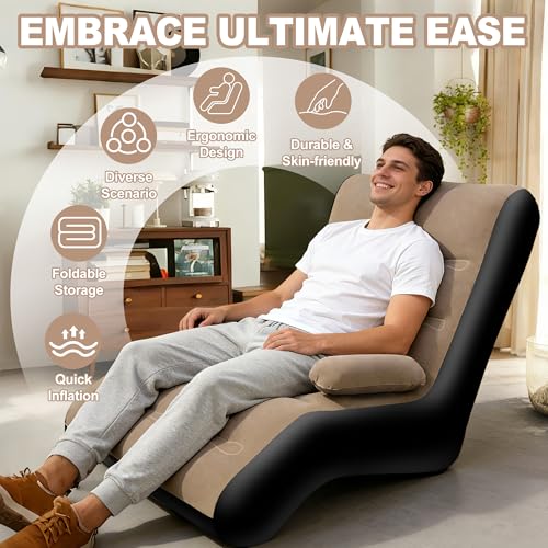 Sillón inflable KingSom exterior e interior: sofá hinchable ligero e impermeable para camping 4