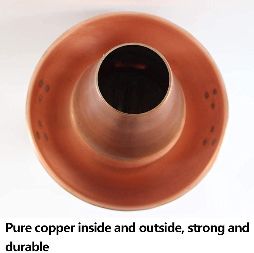 Węgiel Charcoal Copper Hot Pot, Tradycyjny chiński zestaw fondue z bezdymnym kominem, zagęszczony czysty metalowy styl Pekin do rodzinnego jedzenia, Łatwy do czyszczenia zdejmowany design, 28-34cm Opc