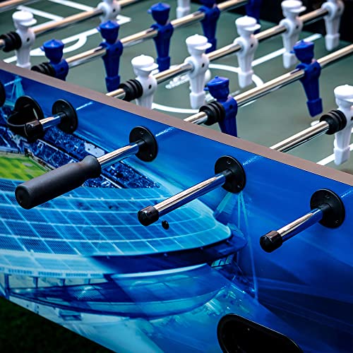 Carromco Kickertisch Stadium-XT in Blau – Profi Tischkicker für Erwachsene, 142x75x87,5 cm – Stabiler Korpus, Stahlstangen, höhenverstellbare Füße, inkl. 4 Bälle – Bild 3
