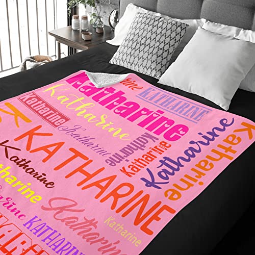 Personalized Blanket for Kids Adults Personalized Name Blanket Custom Blanket with Name Personalized Gifts for Christmas Birthday Valentines Day Mothers Fathers Day (Pink&Colorful, 60"x80")