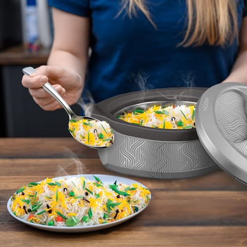 Image of MILTON Evoke 1000 PU Insulated Inner Stainless Steel Casserole, 850 ml, Grey, BPA Free, Food Grade, Hot and Cold, Easy to Carry, Easy to Store, Chapati, Roti, Curd Maker