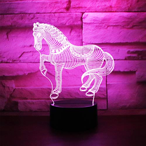 Hguangs 3D Lamp Horse Shape Night Lamp Desk Table Light 7 Colours Changing Touch Control Gift for Christmas Birthday Valentine's