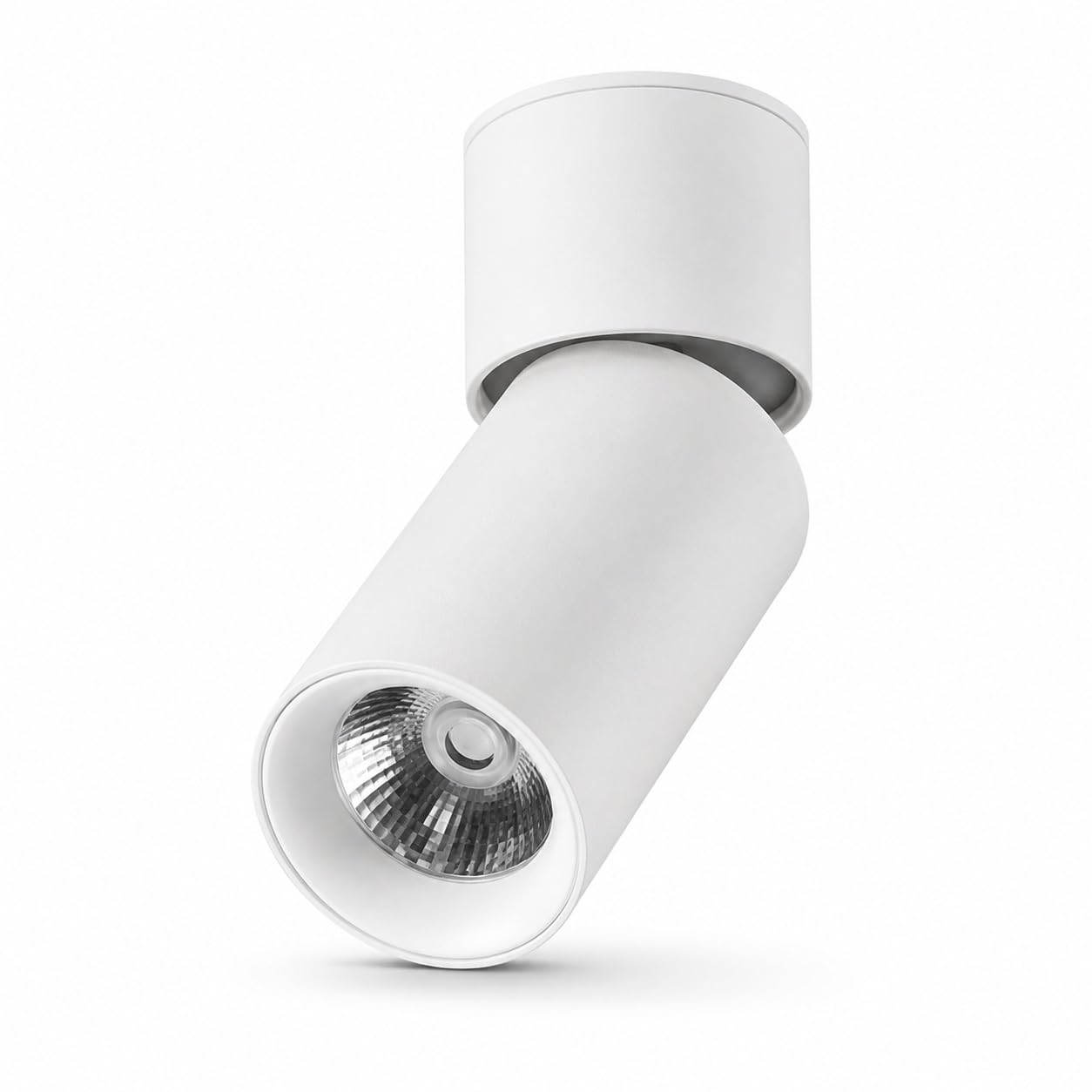 NHPJFDC White Ceiling Spotlight, Adjustable Surface Mount LED Spot Light 7W/12W, COB Cylinder Ceiling Fixture, CRI 95, 24° Beam, 3000K 4000K 6000K, Hallway Gallery Bedroom Shop Soffit(6000K,7W)