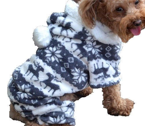 QIYUN.Z Casuales Cuatro Patas Blanca Ciervos Nieve De Terciopelo con Capucha del Navidad del Perro Negro De Invierno Sueter De La Capa Caliente