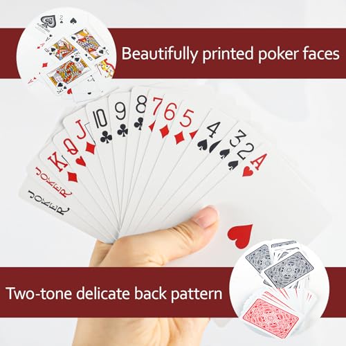 2 Decks Wasserfeste Plastik Spielkarten, Kunststoff Spielkarten, 100% Wasserdichter Kunststoff Poker Karten, Rot und Blau Playing Cards, für Canasta, Texas, Go Fish, Blackjack Kartenspiele – Bild 4