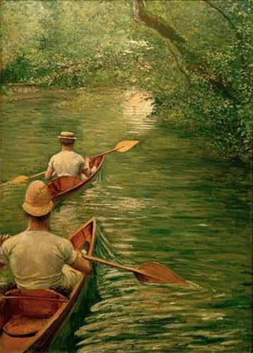 Périshares sur l'Yerres par Gustave Caillebotte affiche toile 60x90cm