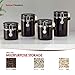 Canister Sets For The Kitchen (4 Piece Set) Black, High Gloss Ceramic By Home Basics Decorative Kitchen Set With Wooden Spoons, Countertop Set For Flour, Sugar, Coffee, and Snacks