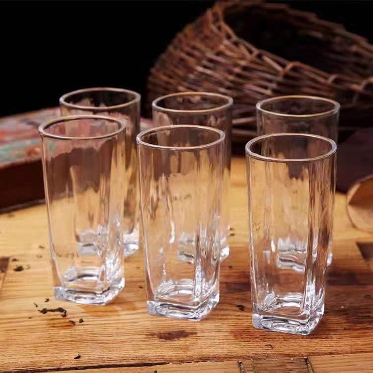 Image of WRINGO 350 ML Water Glasses Transparent Long Glass | Highball Glasses | Juice Glass | Plaza Tumbler Set of (6) (WR-04)