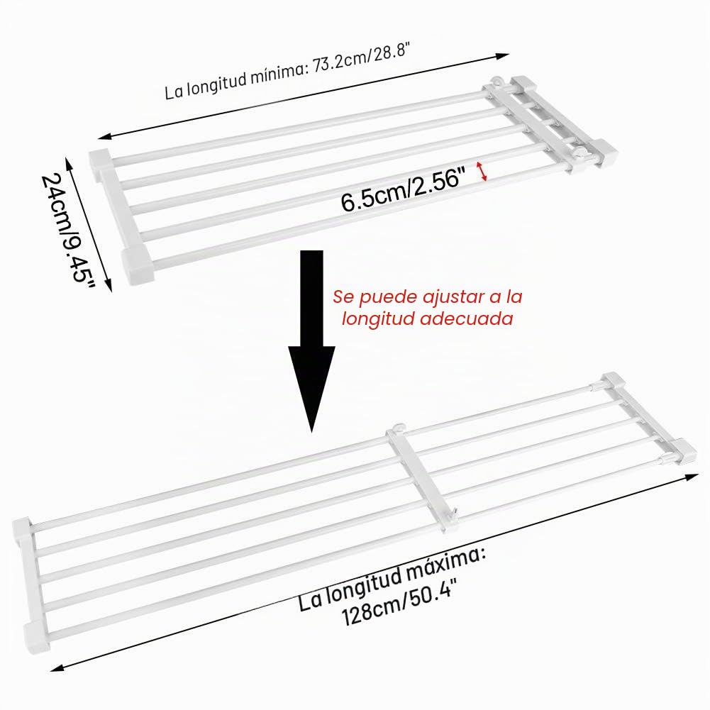 Dioche Estantería Extensible de Armario sin taladrar, Estante de Separador, Armario Ajustable, Organizador de Almacenamiento, Estante Telescópico, guardarropa para Cocina, Cuarto de baño, Dormitorio