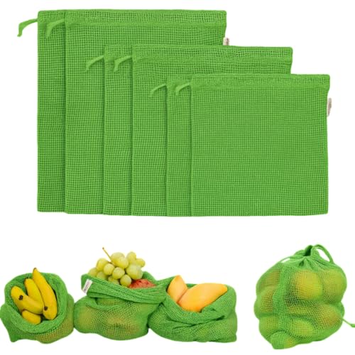 Eco-Friendly Organic Cotton Mesh Produce Bags (Pack of 6)