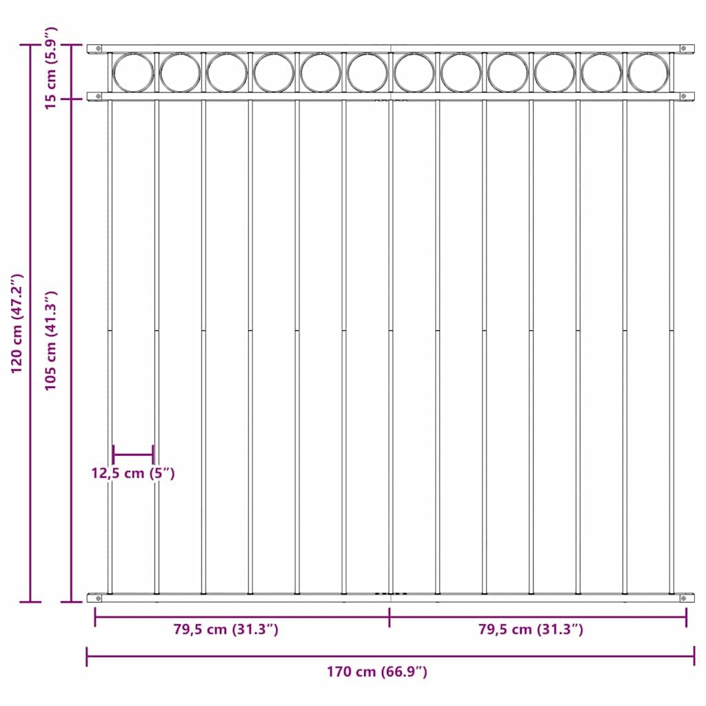 Generico Recinzione per Giardino Grigio Acciaio,Articoli di ferramenta,Barriere e recinzioni,Pannelli per recinzioni-42003914
