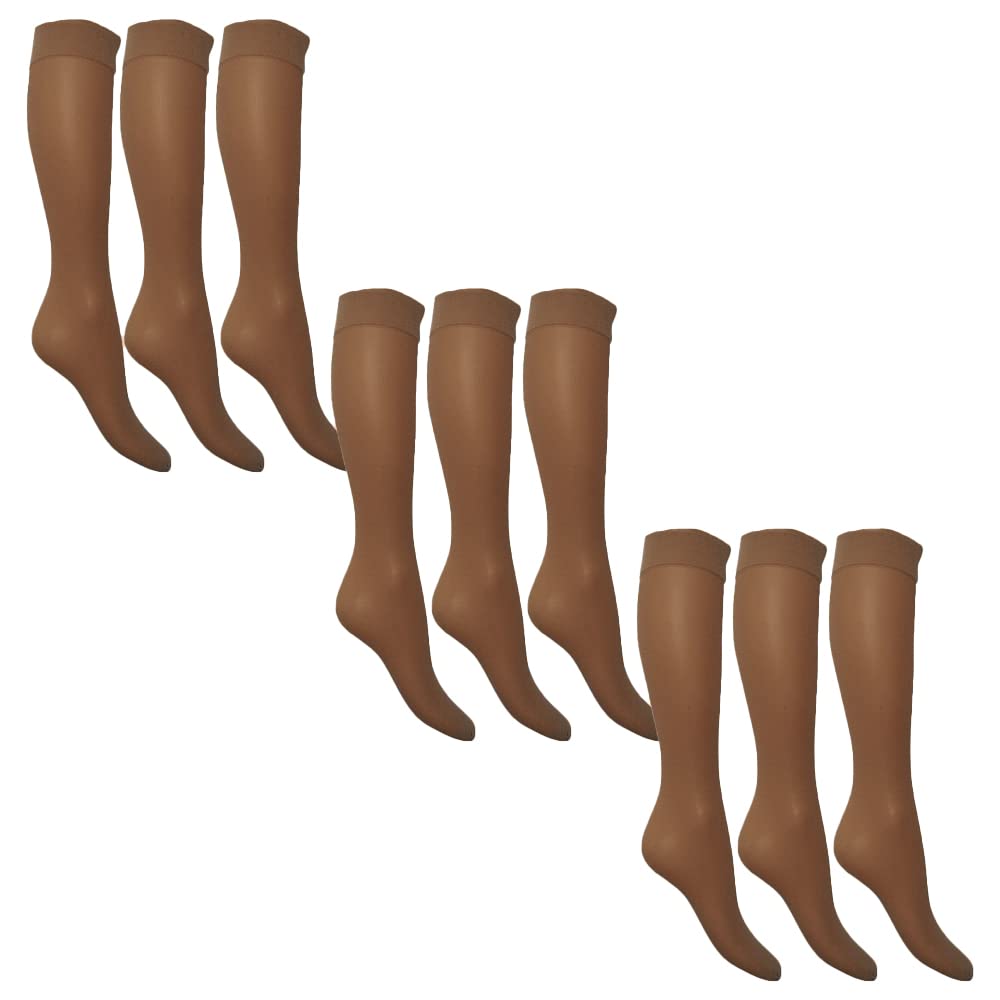 Undercover 15 Denier Sheer Knee Highs Honey 9 Pairs (3 Packs)