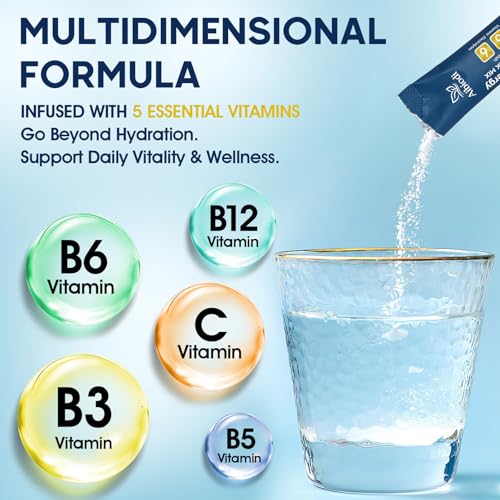 Image of Electrolytes Powder Packets - Sugar Free & Zero Calorie Liquid Daily Drink Mix - Instant Hydration & Energy Supplement with 6 Electrolytes and 5 Vitamins, Keto Friendly & Vegan - 12 Sticks
