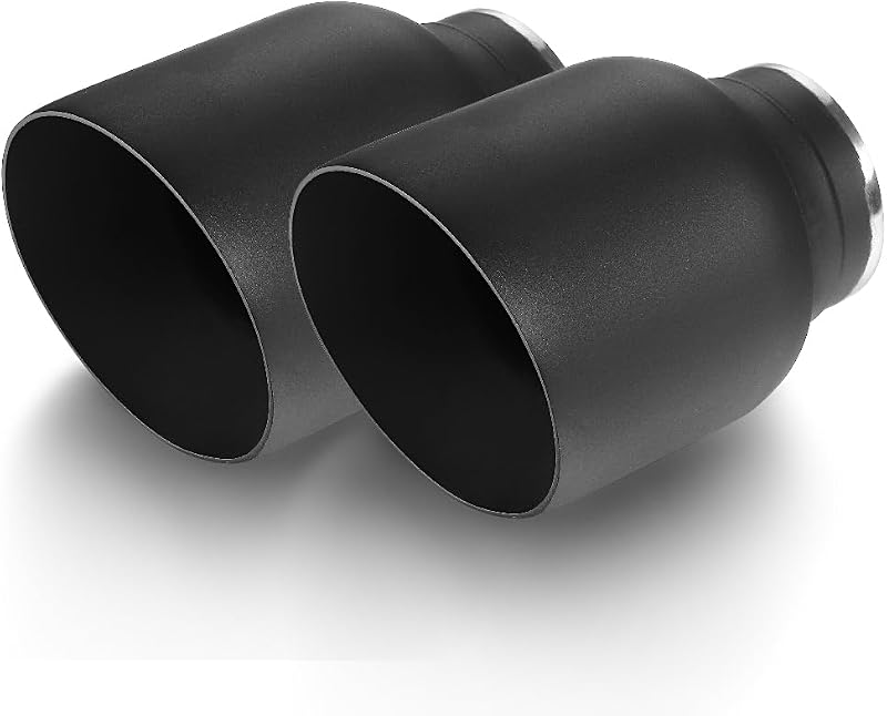 Ponteira de escapamento diesel LCGP preta dupla parede, entrada 6,35 cm e saída 10,16 cm – 2 unidades