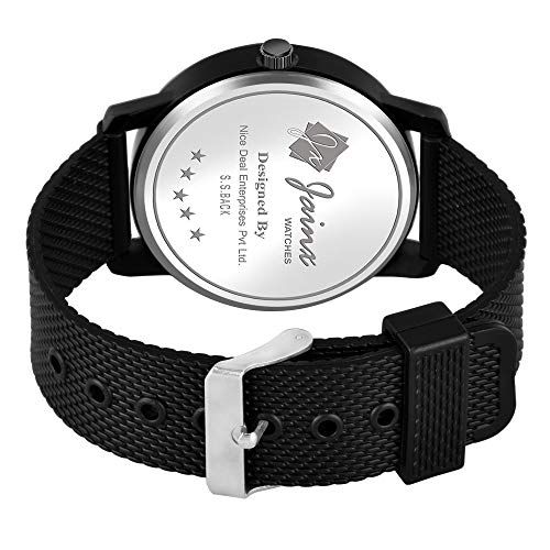 Image of jainx Silicone Strap Day and Date Feature Analog Wrist Watch for Men & Boys (Black /Blue /Radium Color Dial)