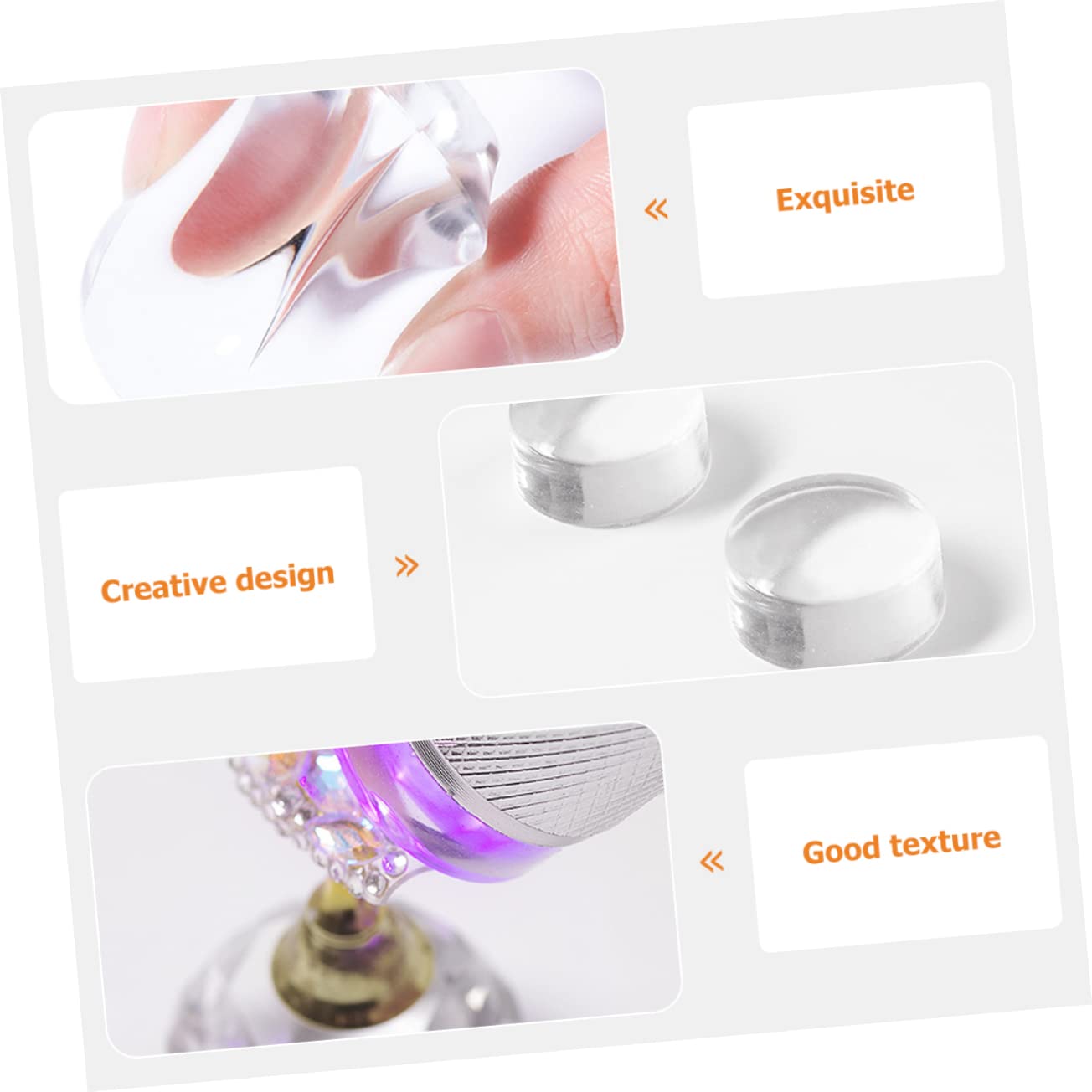 minkissy 32 Piezas Sello De Silicona Para Uñas Estampador De Transferencia De Esmalte De Uñas Sello De Uñas Transparente Francés Estampadora Ferramentas Gel De Sílice Niño Manicura Raspador
