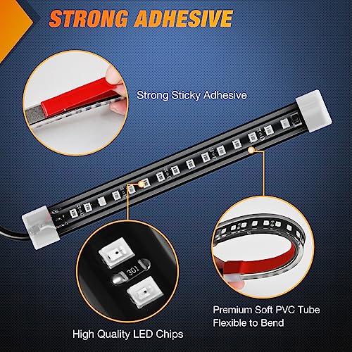 Image of Nilight 2PCS 5 Inch LED Motorcycle Turn Signal Tail Light Strips Yellow Amber Beam Flexible Bend Adhesive Universal Fit Harley Motorcycles Dirt Bikes Snowmobile ATV