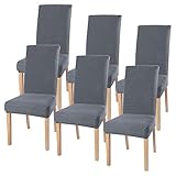 [page_title]-SearchI Stuhlhussen 4er 6er Elastische Set Stuhlbezug Universal Stretchhusse Moderne Husse Dekoration Stuhlüberzug für Stuhl Esszimmer (Silber-Grau, 6er Set)
