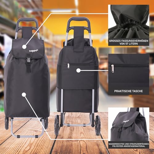 Hoppa 57L Stabiler Einkaufstrolley klappbar Shoppingtrolley multifunktional Einkaufsroller...