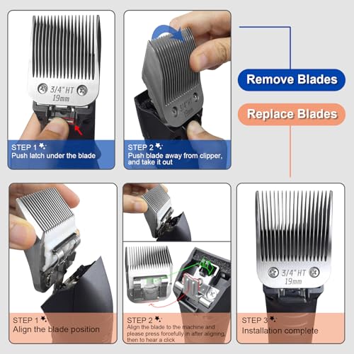 Image of 3 /4HT Detachable Dog Grooming Stainless Steel Blades for Andis /Oster A5