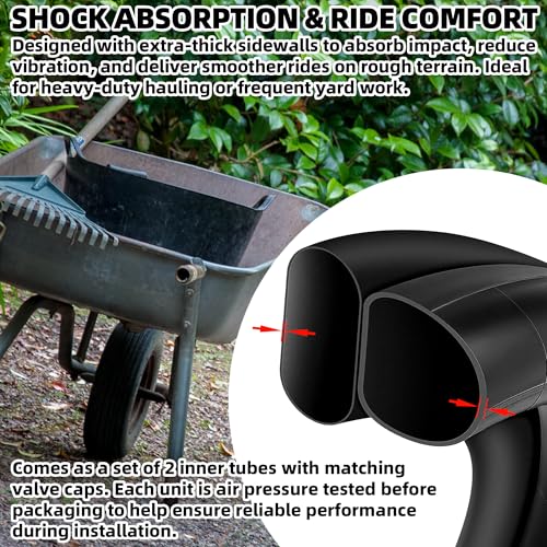 Image of AR-PRO 4.10 /4.00 /3.50-6 Inner Tubes with TR-87 Bent Valve, Replacement 13x4.00-6 Heavy-Duty Tubes for Lawn Mowers, Tractors, Wheelbarrows, Hand Trucks, Yard Trailers, Snow Blowers and More - 2 Pack