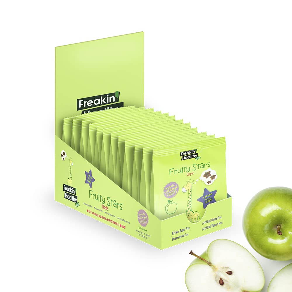 Freakin Healthy Apple Fruity Stars 252g – 12 Pack of Natural Fruit Jelly, Healthy Treat, Plant-Based Kids Snacks