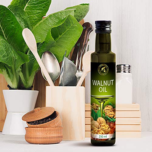 Walnussöl 250ml - Natürliches - Kaltgepresst - USA - Glasflasche - Gesunde Küche - - Ideal bei der Salatdressings - Saucen - Suppen - Backwaren - Desserts - Süßwaren