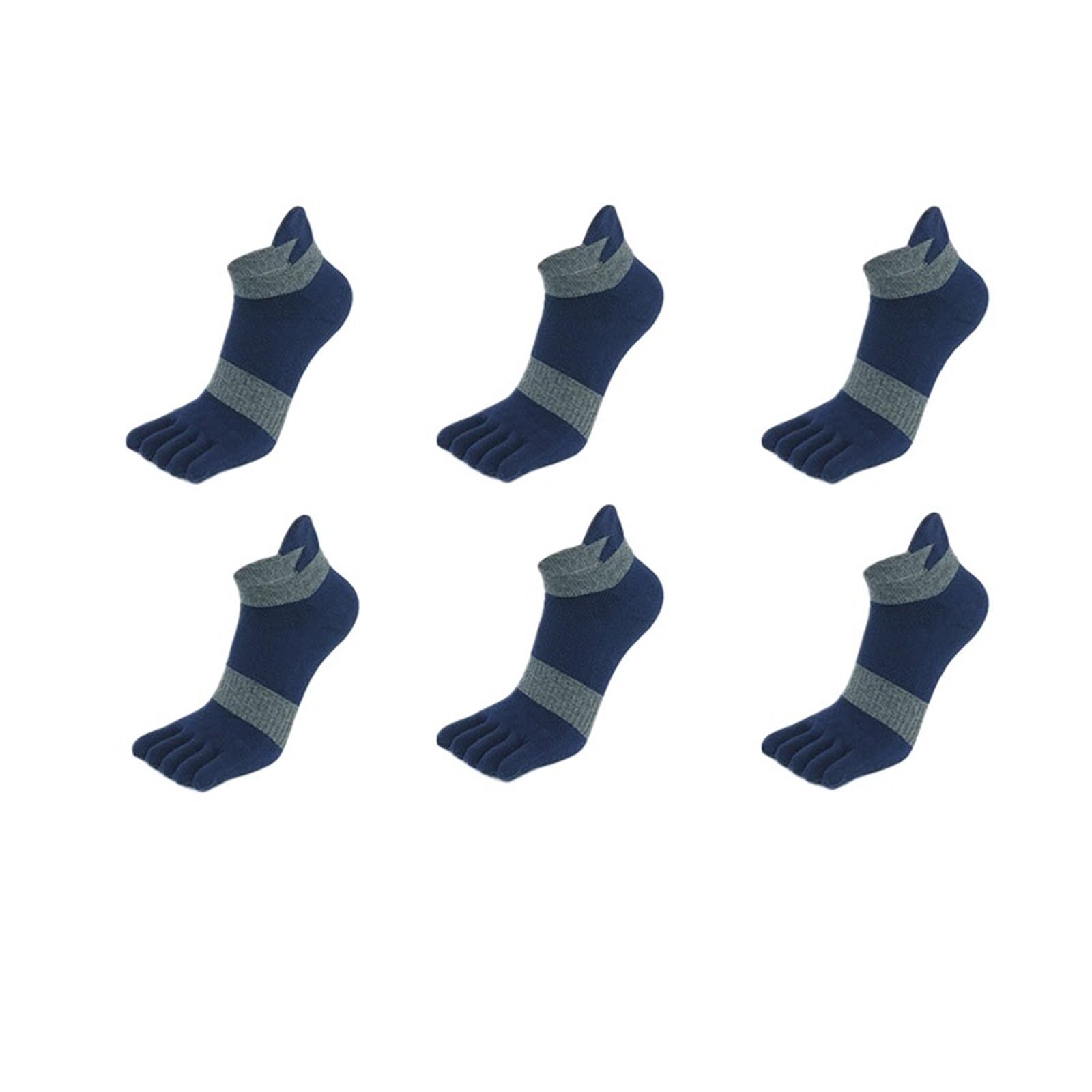 6 Paia/Set Calzini A Cinque Dita Calzini Spessi Corti A Cinque Dita da Uomo Calzini in Cotone Comodi Calzini Traspiranti con Tallone per Uso Esterno(6 Pairs-5,L)