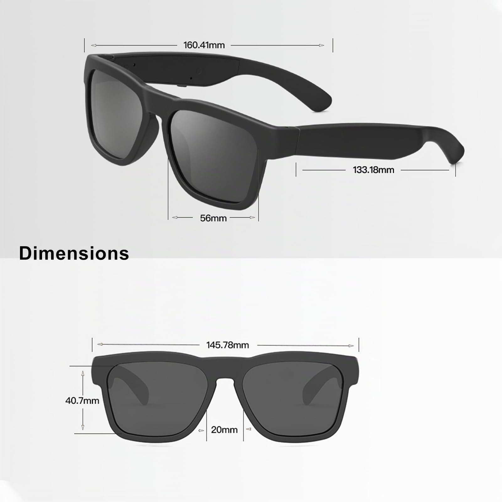 OhO Lunettes intelligentes unisexes polarisées avec haut-parleur Bluetooth, protection UV pour athlétisme et extérieur, commande vocale, Transparent, Talla única