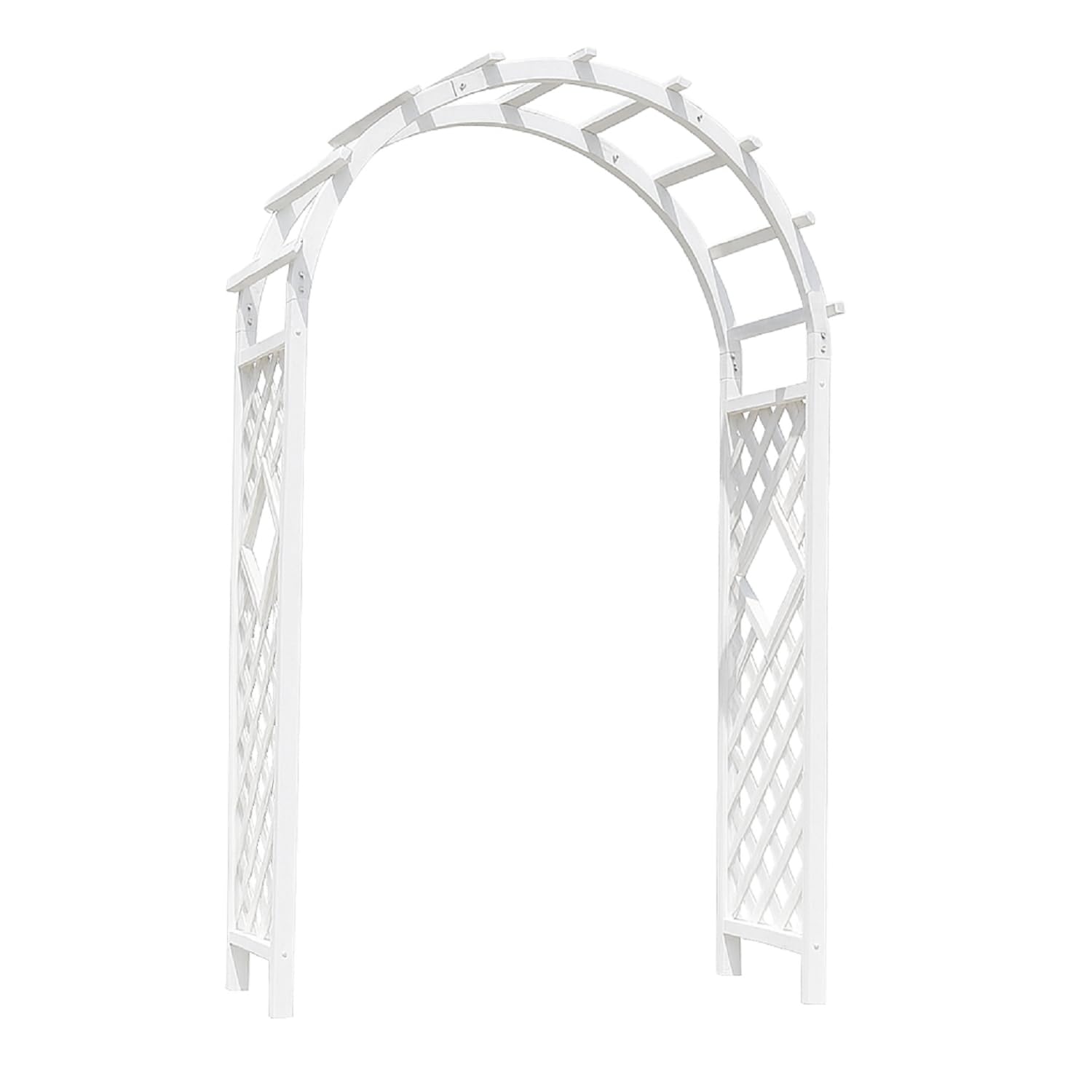 Zewnętrzna biała drewniana altana ogrodowa pergola - elegancka kratka łukowa do roślin pnących, wesel, patio, przy basenie i ścieżce ogrodowej, dekoracja 140 x 225 cm