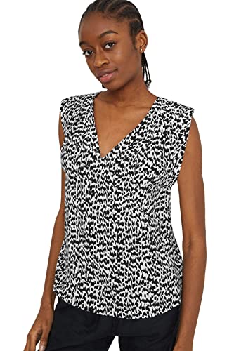 C&A Damen Top Ärmellos schwarz/weiß 42