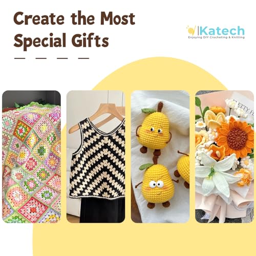 Image of Katech Cotton Yarn for Crocheting-55% Cotton 45% Acrylic-#3 DK (Light)-Super Soft Milk Cotton Yarn-Great Crochet and Knitting Starter Kit for Colorful Craft(Brown)