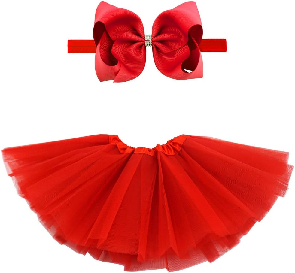 BGFKS 5 Layered Toddlers Tulle Tutu Skirt for Girls with Headband for Baby Girl 0 to 36 Months
