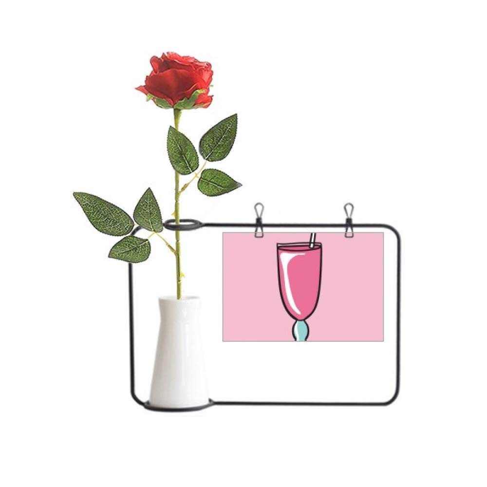 Tasse rose bonbon art déco avec fleur de rose artificielle de décoration