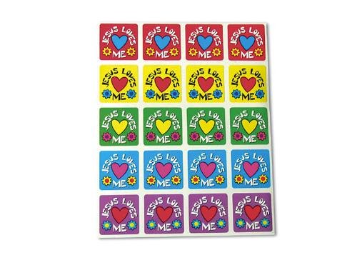 Preisvergleich Produktbild Christliche Geschenkideen Aufkleber-Bogen Jesus Loves me bunt