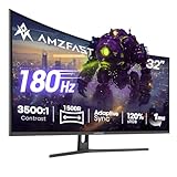 Amzfast 32-inch Curved Gaming Monitor, 2K QHD 180Hz, 2560x1440p Fast VA, 1500R, 1ms MPRT, Adaptive Sync, 3500:1 Contrast, HDR, 120% sRGB, VESA 75x75mm, HDMI 2.0&DP 1.2 - AMZG32C3Q