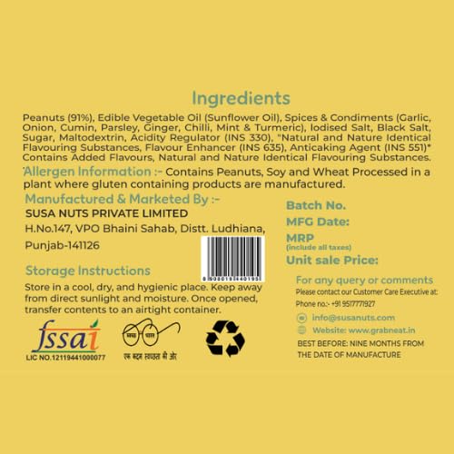 Image of Grab N Eat Flavoured Peanuts Combo Pack of 5 | Nimbu Pudina, Tandoori, Garlic, Black Pepper & Salted | Roasted Crunchy Protein Snack | Healthy Evening Snack | 5 x 125g