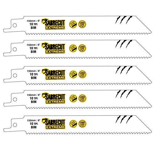 5 x SabreCut SCRS922HF_5 150 mm 10 TPI S922HF Coupe rapide du bois et du métal Lames de scie sabre compatibles avec Bosch Dewalt Makita et bien d'autres