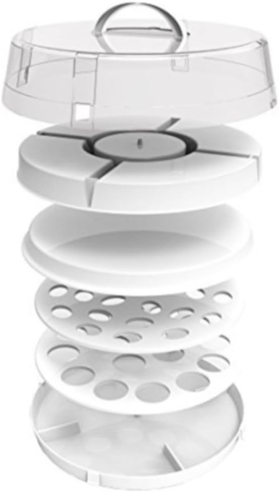 6-in-1 Collapsible Cupcake Carrier with Lid, Multi-Use Food Storage Container for Cupcakes, Deviled Eggs, Cakes, Pies, and Chips & Dip, BPA-Free with Free Cake Frosting Spatula