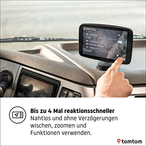 TomTom LKW Navigationsgerät GO Expert (7 Zoll HD-Bildschirm,Routen für große Fahrzeuge, Stauvermeidung dank TomTom Traffic, Weltkarten, Warnungen zu Beschränkungen, schnelle Updates über WiFi) Schwarz