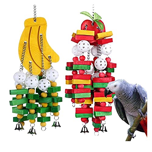 Vogelspeelgoed Vogel speelgoed kauwen spelen speelgoed grote medium pet papegaai cockatiel parkiet kleurrijke houten… - Afbeelding 3