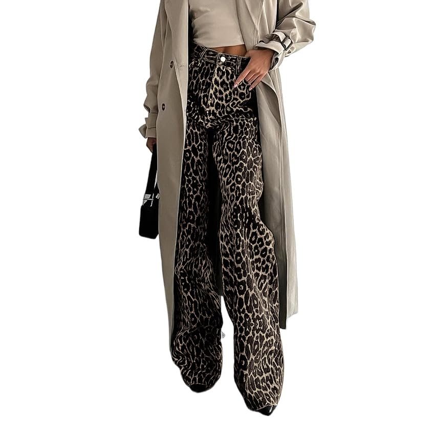 Fairy Grunge Y2K Pants for Women Acubi Cheetah Leopard Graphic Trousers Dark Alternative Cotton Bottom Emo Clothing